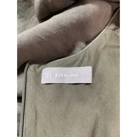 Everlane 'The Linen' Green Bias Cut Dress Size 2 - Picture 4 of 5